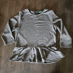 Lauren Ralph Lauren Gray Peplum Sweater Top, Large